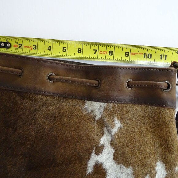 STS Ranch Leather Cowhide Calf Hair Crossbody Bag Purse Brown Rustic Cowgirl - Picture 9 of 13